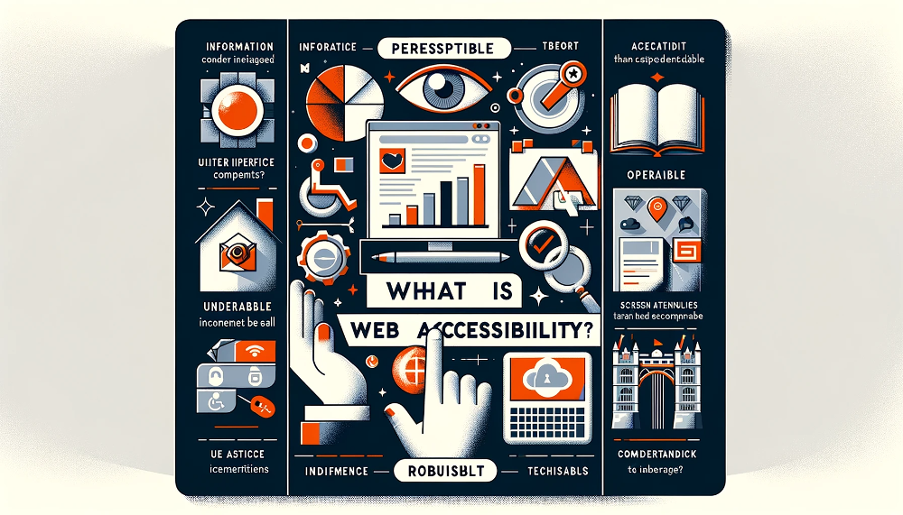Aquí tienes la imagen que ilustra el concepto de accesibilidad web. Muestra diferentes aspectos de este tema en un formato de infografía digital.